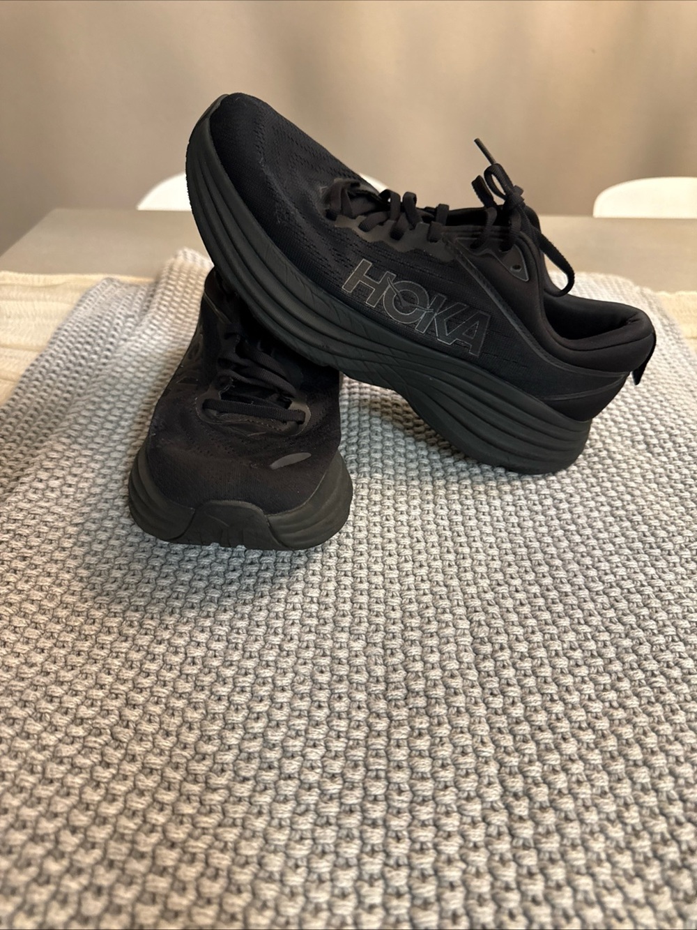 Hoka Black Cushioned Running Sneakers